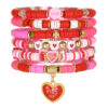 Wholesale Valentine's Day Jewelry Soft Clay Bracelet Set Gift Heart Bouquet Lip Pendant