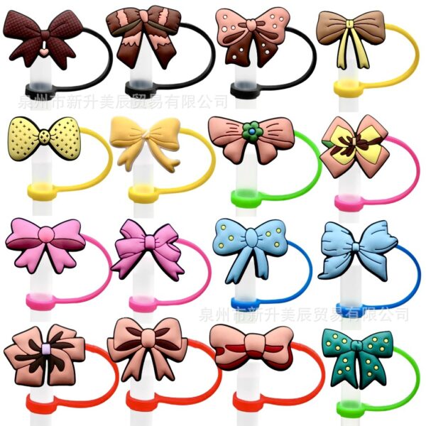 Wholesale Bow Straw Cap Silicone Straw Tube Cap