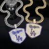 Wholesale Full Diamond Baseball Team Pendant Cuban Chain Necklace