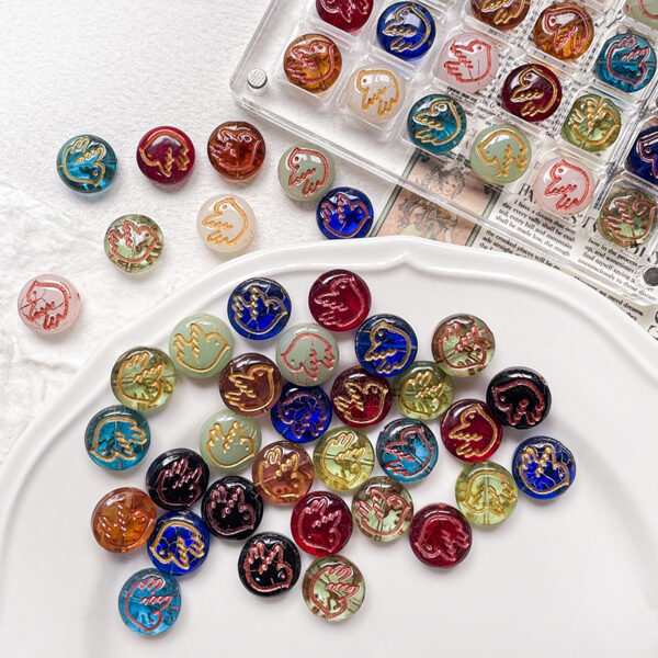 O1CN01vL8Rk91Rx7Fk3KDWU_2200763052177-0-cib Wholesale Retro Gold-Painted Transparent Bird Round Brand Multi-Color Imrted Czech Glass Beads Loose Beads DIY Handmade Aessories