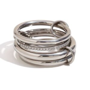 Silver four-ring diamond ring / No. 8