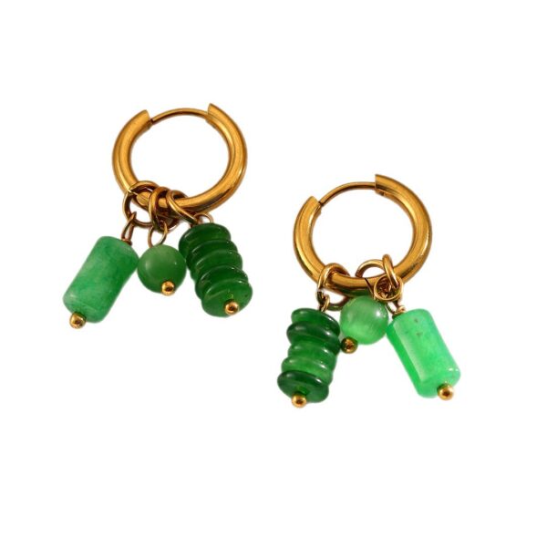 Wholesale Natural stone stainless steel earrings