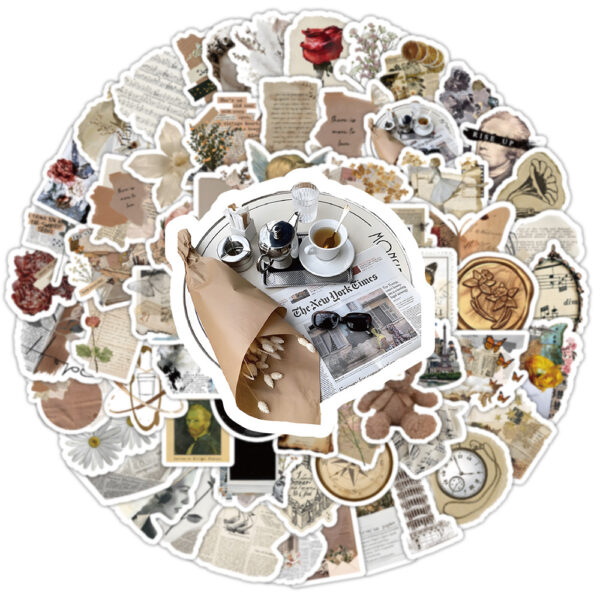 O1CN01vO1zRE1QNYmDb6JMx_2206676631964-0-cib Wholesale 100 Pieces of Old Vintage Newspaper Waterproof Vinyl Stickers