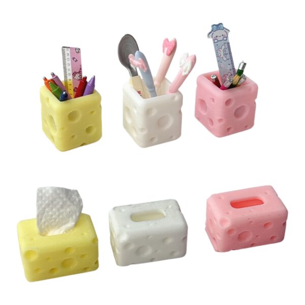 Wholesale Mini Cheese Tissue Box Pen Holder Miniature Scene Doll Accessories