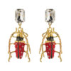 Wholesale Alloy Oil-Drop Inlaid Diamond Insect Earrings Red Green White Beetle Earrings