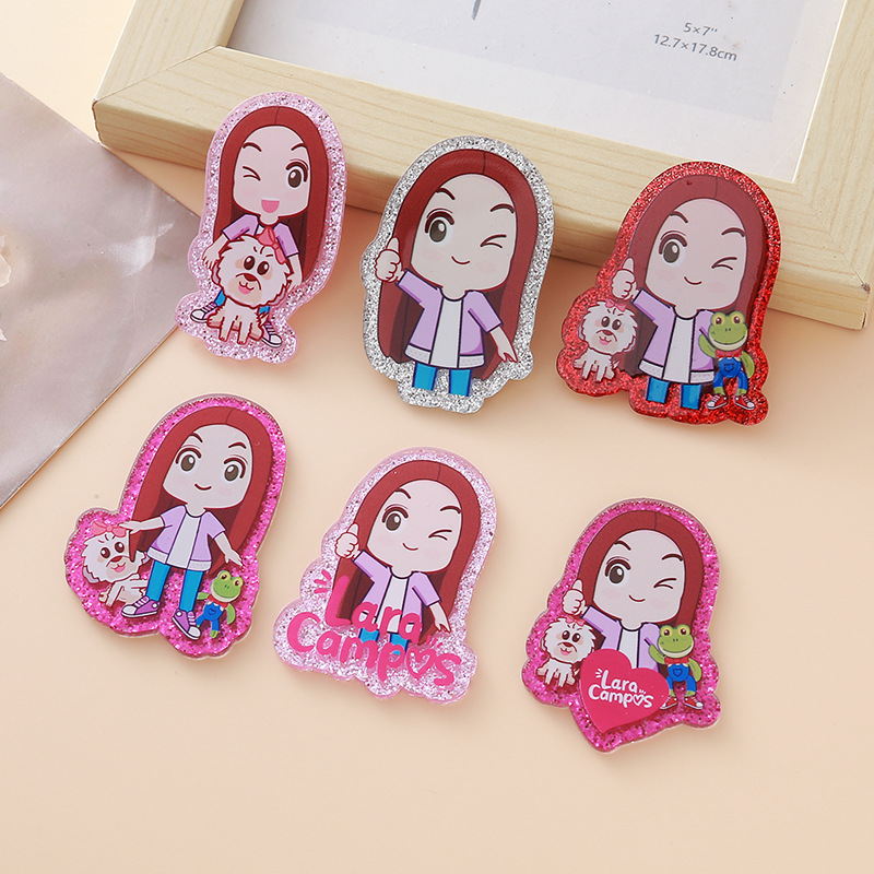Wholesale Glitter Cartoon Girl DIY Acrylic Smudges and Sequins