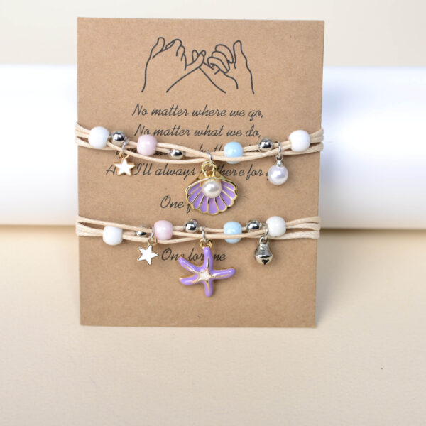 Wholesale hand woven bracelet starfish shell small bell student girlfriends gift friendship