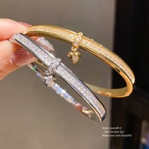 Wholesale 18k genuine gold electroplated zircon heart-shaped buckle bracelet