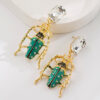 Wholesale Alloy Oil-Drop Inlaid Diamond Insect Earrings Red Green White Beetle Earrings
