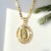 Wholesale Portrait oval pendant inlaid with zircon necklace