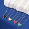 Wholesale Colorful peach heart collarbone necklace