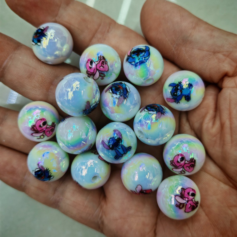 Wholesale Color Plated Cartoon Round Acrylic Beads OLY Exclusive