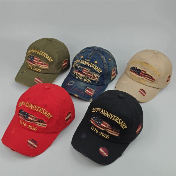 Wholesale Vintage distressed embroidered baseball cap with holes