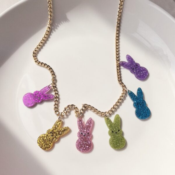 Wholesale Cute Cartoon Children's Fun Easter Wood Bunny Necklace