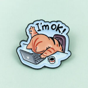 Wholesale Creative overtime cat cartoon English letter brooch