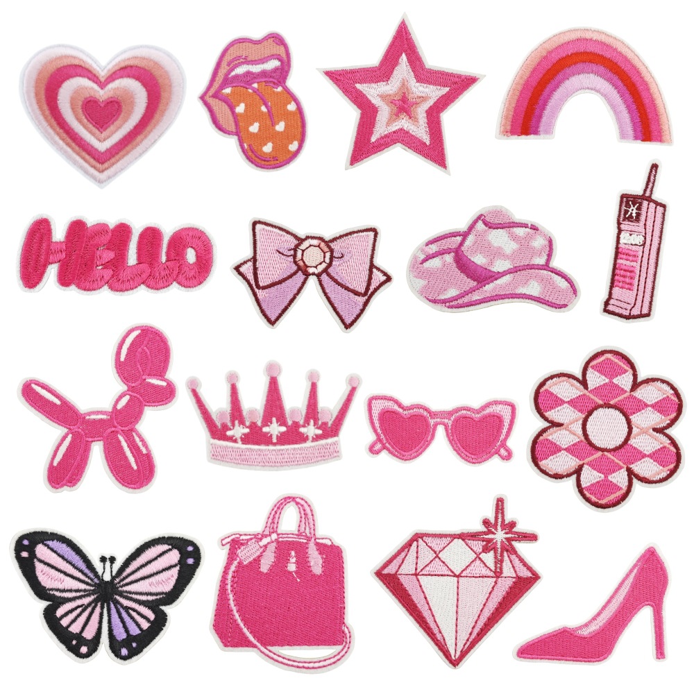 Wholesale Cartoon Pink Bow Embroider Cloth Patch