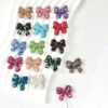 Wholesale 10pcs Colorful diamond clay butterfly bow ribbon with vertical hole beads