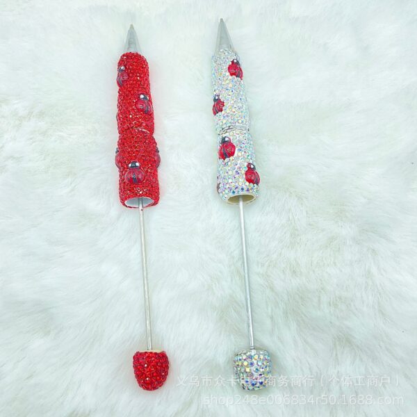 O1CN01vejSAv1okxyc4YldB_2218132465264-0-cib Wholesale Diamond-Encrusted Electroplated Ladybug DIY Fancy Beadable Pens