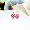 Wholesale Checkered dopamine contrasting heart-shaped earrings