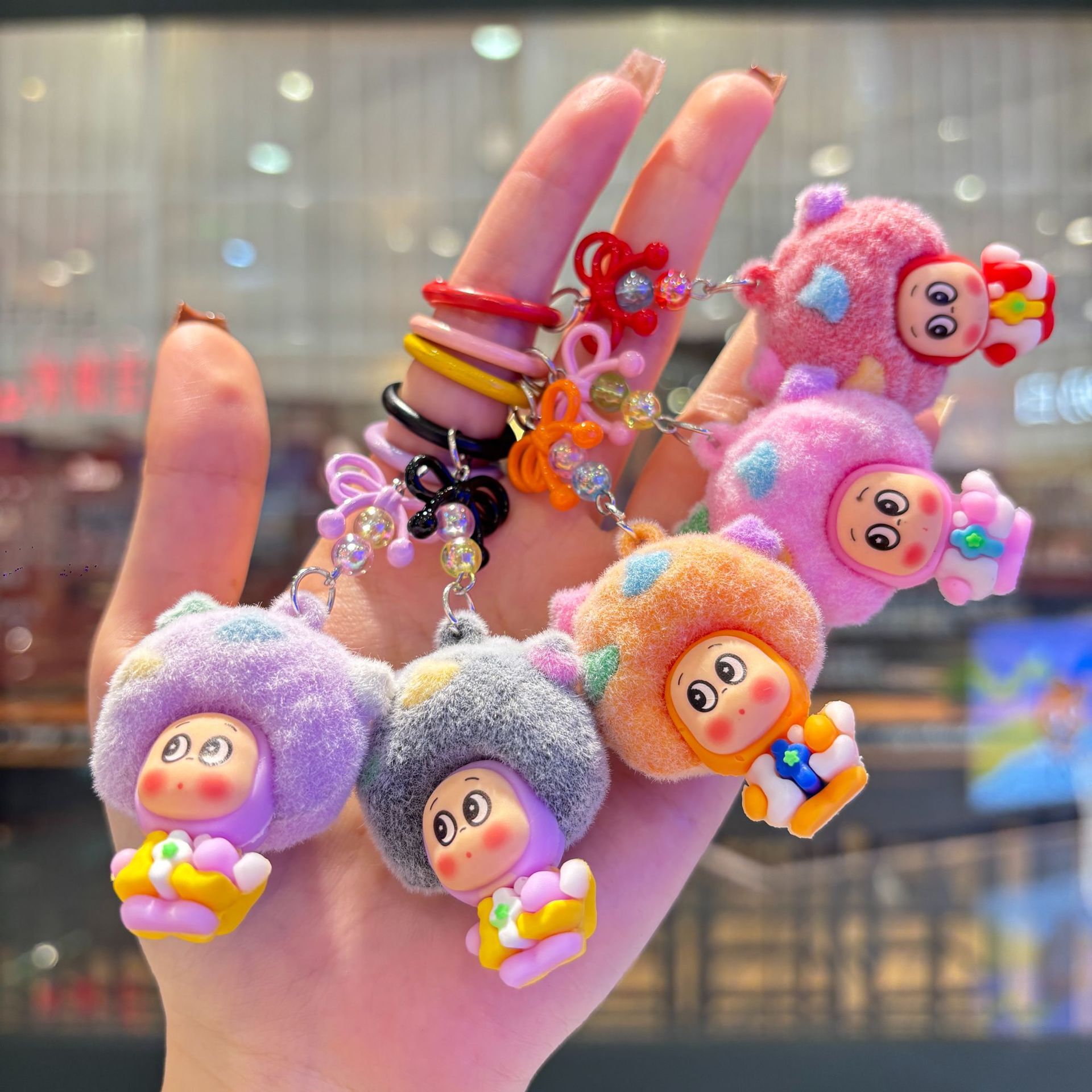 Wholesale Plush Afro Star Keychains