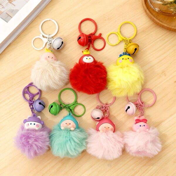 Wholesale Cartoon Sanrio Doll Fur Ball Keychain School Bag Kuromi Fur Ball Key Chain Buckle Bestie Car Pendant
