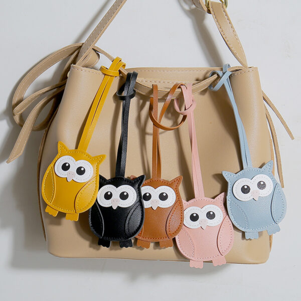 Wholesale PU leather stuffed owl keychain