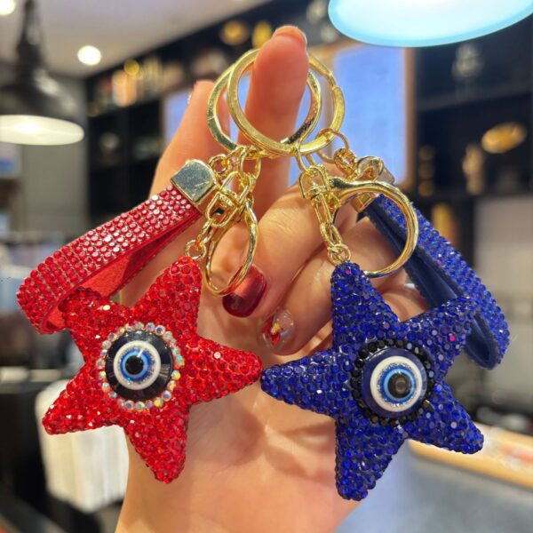 Wholesale Full Rhinestone Star Demon Eye Car Keychain