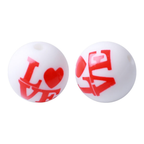 Wholesale Valentine's Day silicone beads 15mm printing round beads