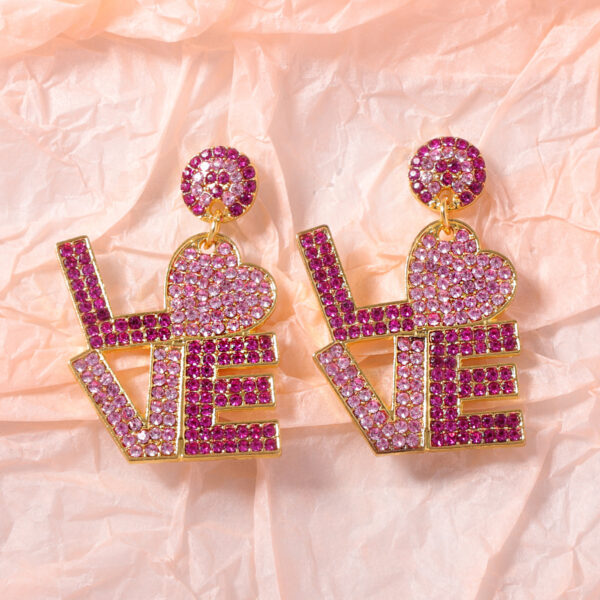Wholesale Letter inlaid zircon Valentine's Day earrings