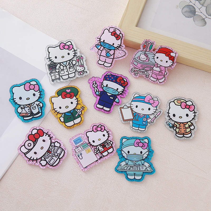 Wholesale Cartoon medical sta character DIY sequin glitter acrylic stickers OLY Exclusive