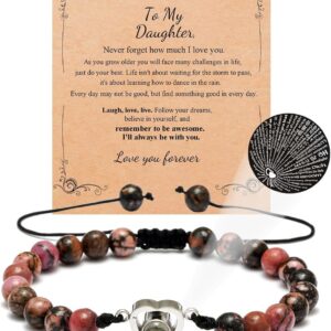 Rhodochrosite braided rope projection stone bracelet