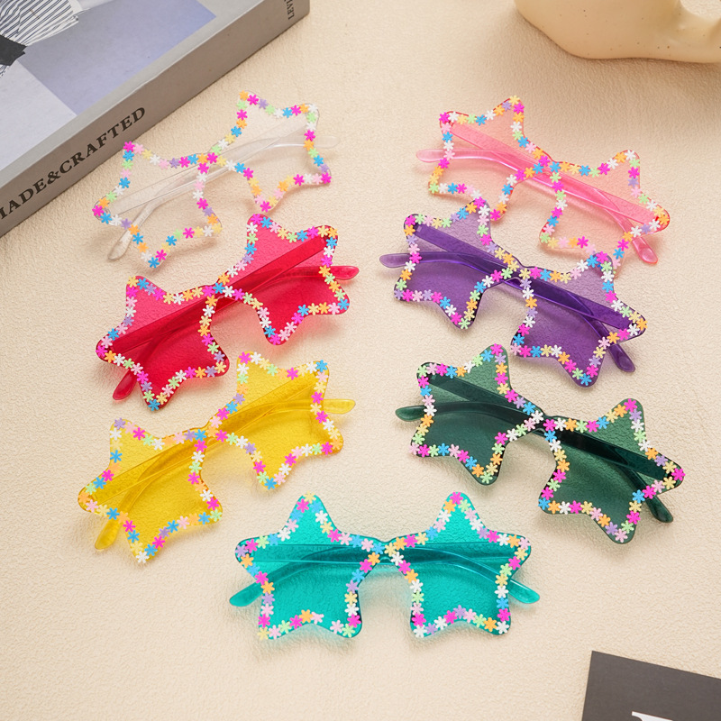 Wholesale Frameless pentagram colored snowflake chilen's glasses