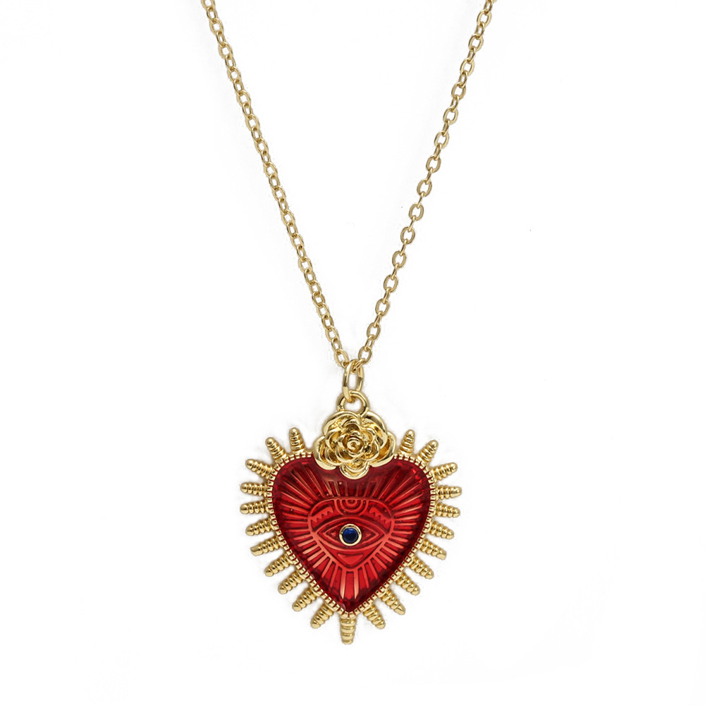 Wholesale dark gothic Devil eye rose love pendant clavicle chain necklace