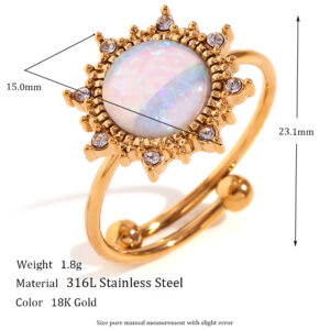 Adjustable Australian Gemstone Sun Ring-Gold Blue