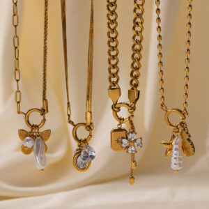 Wholesale Stainless Steel Necklace 18K Gold Necklace Titanium Steel Non-Fading Zircon Clavicle Chain