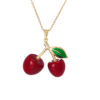 Wholesale Necklace for Women Fruit Red Cherry Pendant Metal Clavicle Necklace