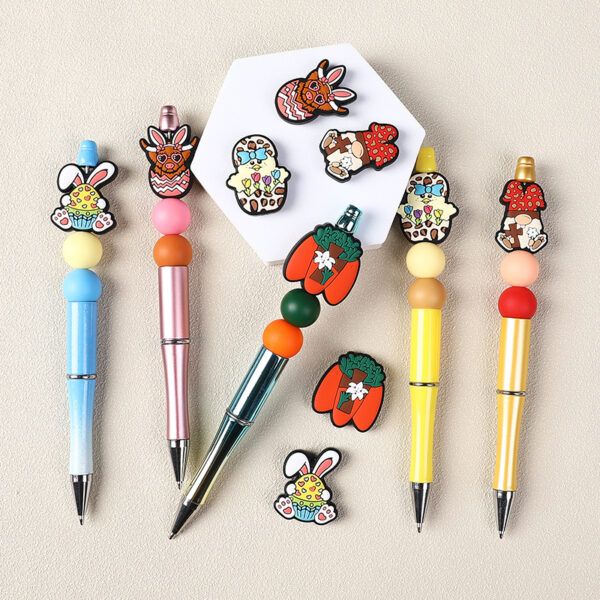 Wholesale drop beads Easter cartoon rabbit silicone beads DIY jewelry string pen