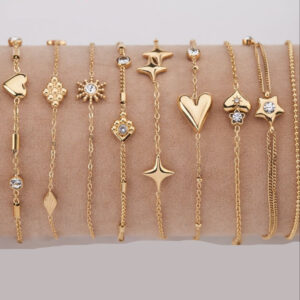 Wholesale jewelry light luxury style love plating zircon gold plated adjustable bracelet batch