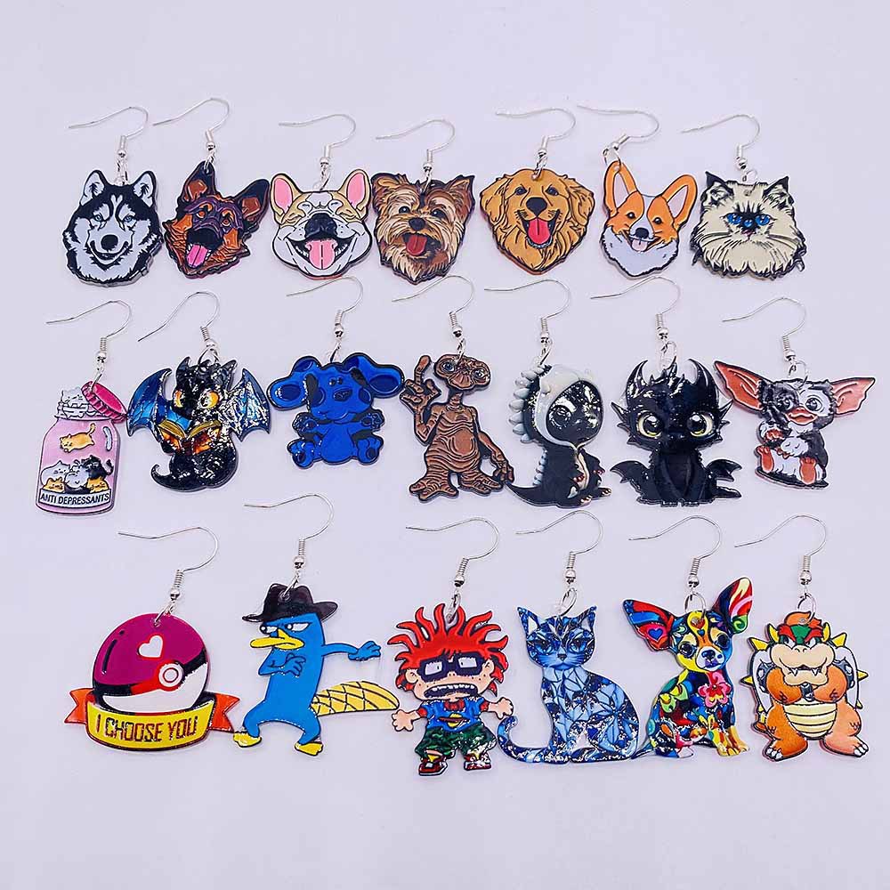 Wholesale Cartoon animals, cats, monsters, bats, acrylic earrings