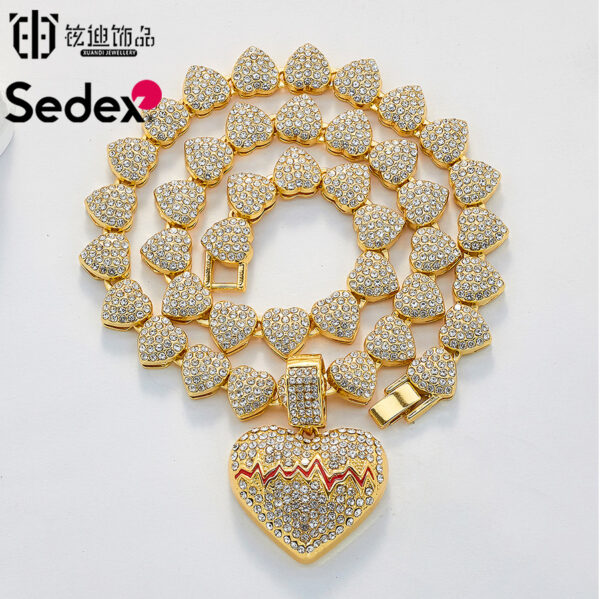 Wholesale Valentine's Day Love ECG Full Diamond Necklace