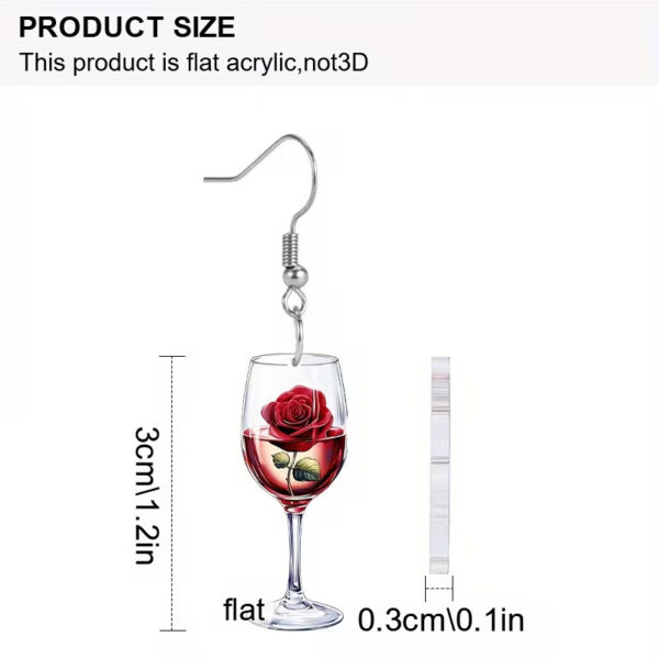 Wholesale Red wine glass and red rose earrings, Valentine's Day acrylic earrings