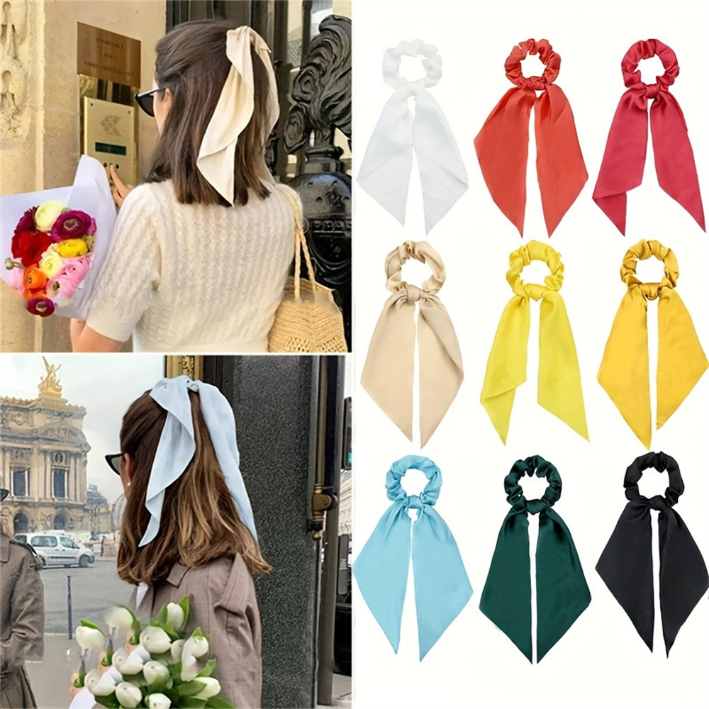 Wholesale nytail Ribbons Satin Scrunchies Hair Aessories Hair Scrunchies