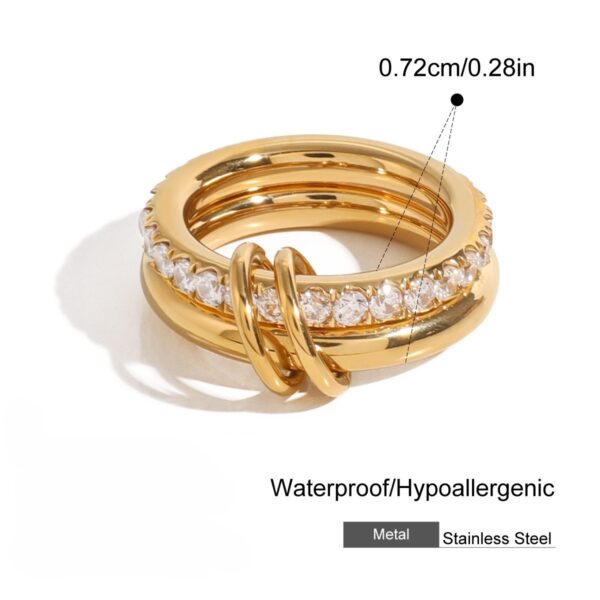 Wholesale Zircon titanium steel multi-layer layered ring