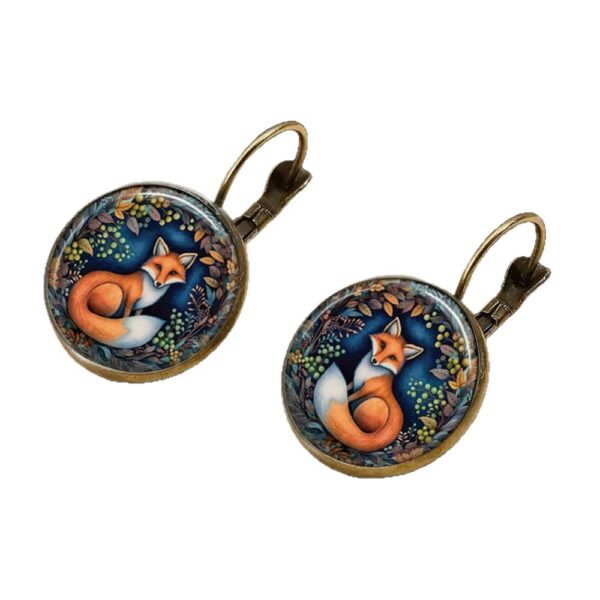Wholesale Vintage Fox Cat Chicken Time Stone Cute Animal Earrings