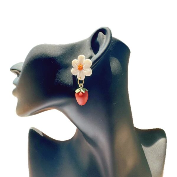 Wholesale Cute Strawberry Flower Soft Ceramic Earrings