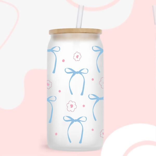 Wholesale Pink Cartoon Bow Ribbon 16oz Cup UV DTF Wraps