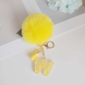 YelloW letter fur ball pendant/W / One piece is also wholesale price