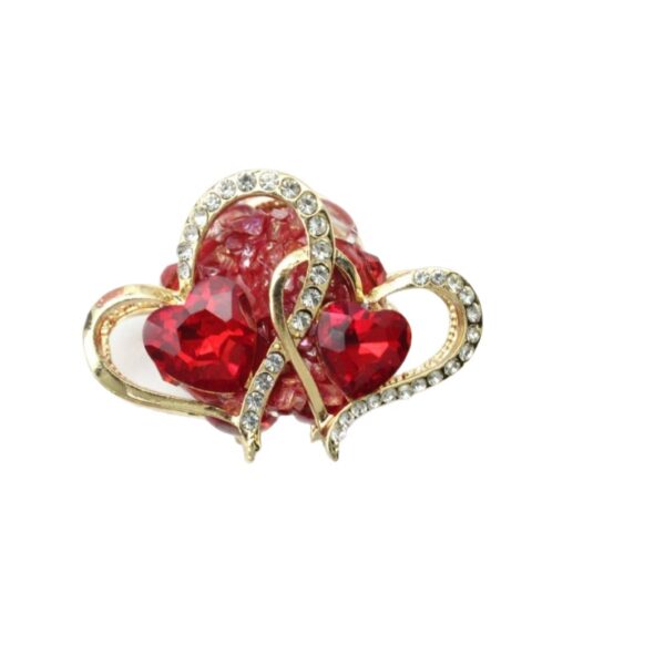 Wholesale Double-sided crushed stone inlaid alloy red heart straight hole beads