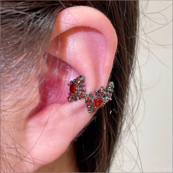 Wholesale Gothic style full of blooming iris cross ear clip