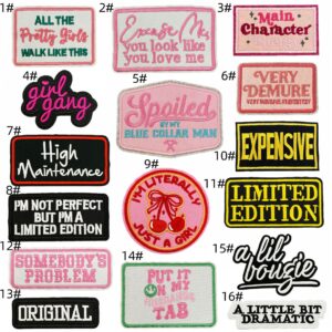 Cartoon english cloth stickers set of 16 pieces